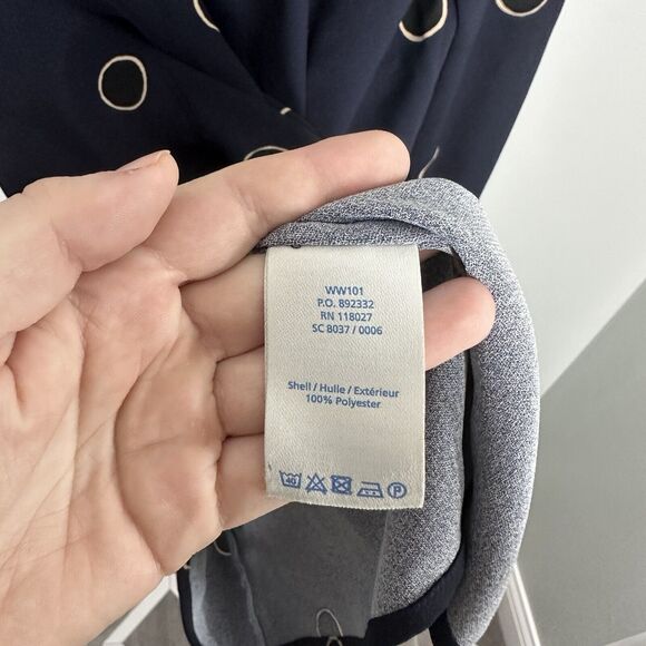 Boden Womens 12 Reg Navy Long Sleeve Polka Dot Printed Pockets High Neck Dress - Picture 4 of 5